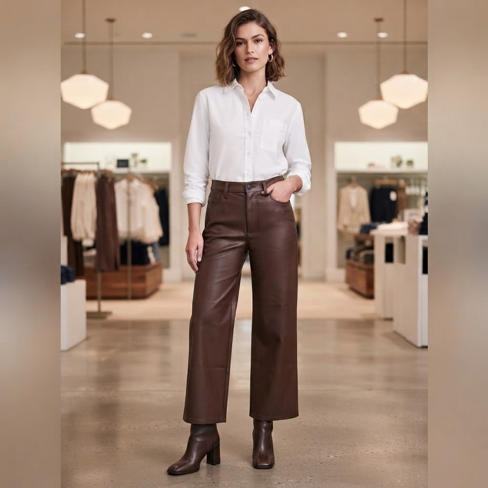 NWT Abercrombie & Fitch SZ 26 90s Straight Ultra High Rise Vegan Leather Pants